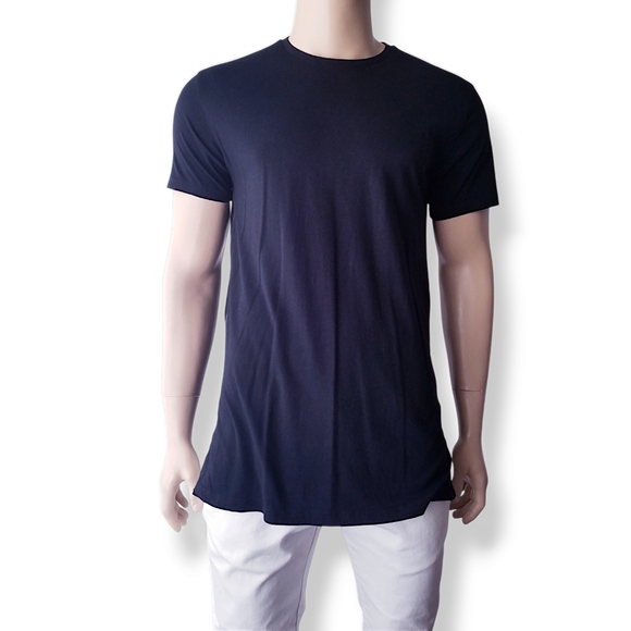 Topman Black Full Side Zipper Long Line T-Shirt - Picture 5 of 8